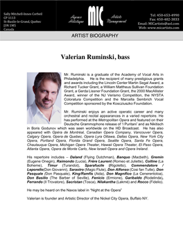 Valerian Ruminski, Bass