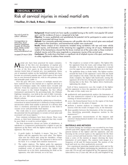 Risk of Cervical Injuries in Mixed Martial Arts T Kochhar, D L Back, B Mann, J Skinner