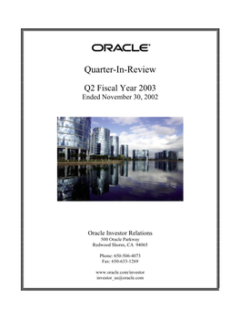 Oracle Corporation Q2 Fiscal Year 2003 Quarter-In-Review