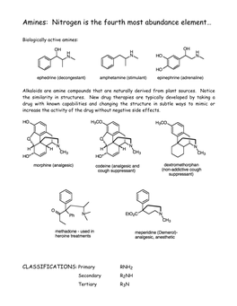 Amines: Nitrogen Is the Fourth Most Abundance Element…