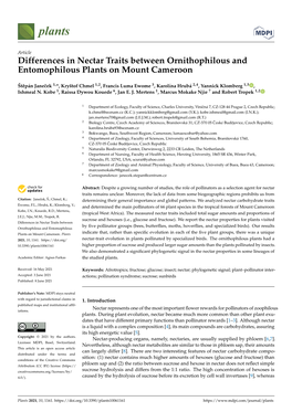 Differences in Nectar Traits Between Ornithophilous and Entomophilous Plants on Mount Cameroon