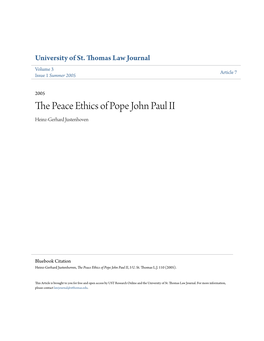 The Peace Ethics of Pope John Paul II, 3 U