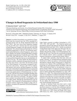 Changes in Flood Frequencies in Switzerland Since 1500