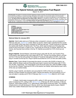 The Hybrid Vehicle and Alternative Fuel Report March 15, 2017