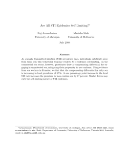 Are All STI Epidemics Self-Limiting?∗