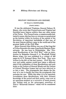 28 Military Historians and History. It Was the Celebrated Virginian