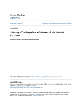 University of San Diego Women's Basketball Media Guide 2003-2004