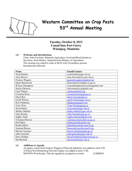 Western Committee on Crop Pests 53Rd Annual Meeting