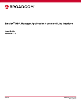 Emulex HBA Manager Application Command Line Interface User Guide Table of Contents