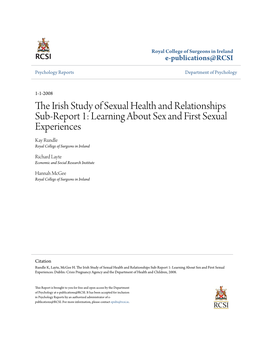 The Irish Study of Sexual Health and Relationships Sub-Report 1: Learning About Sex and First Sexual Experiences