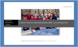 Turistas -Perfil De La Demanda Invernal 2019–Villa La Angostura