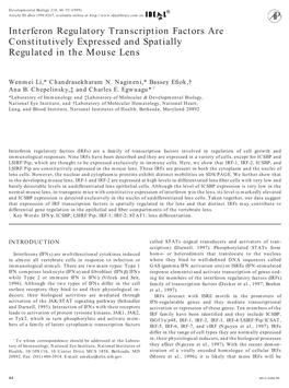 Interferon Regulatory Transcription Factors Are Constitutively Expressed and Spatially Regulated in the Mouse Lens