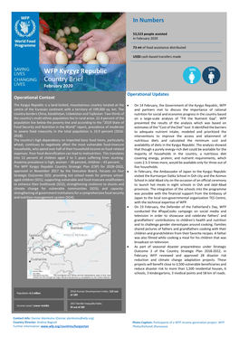 WFP Kyrgyz Republic Country Brief February 2020