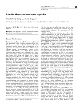 Polo-Like Kinases and Centrosome Regulation