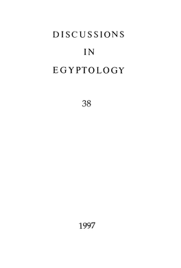 Discussions in Egyptology 38, 1997