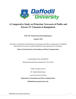 A Comparative Study on Primetime Newscasts of Public and Private TV Channels in Bangladesh