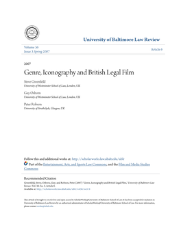 Genre, Iconography and British Legal Film Steve Greenfield University of Westminster School of Law, London, UK