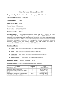 China Terrestrial Reference Frame 2000