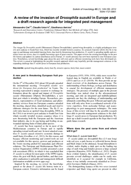 A Review of the Invasion of Drosophila Suzukii in Europe and a Draft Research Agenda for Integrated Pest Management