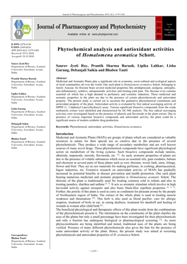 Phytochemical Analysis and Antioxidant Activities of Garcinia Morella Desr