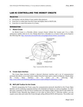 Lab #2 Controlling the Irobot Create