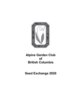 Alpine Garden Club of British Columbia Seed Exchange 2020