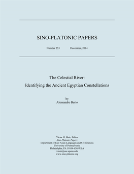 The Celestial River: Identifying the Ancient Egyptian Constellations