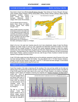 FLOODS DATE: 31.07.04 at 7.00 PM CURRENT SITUATION