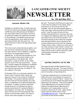 Newsletter 109 April 2012