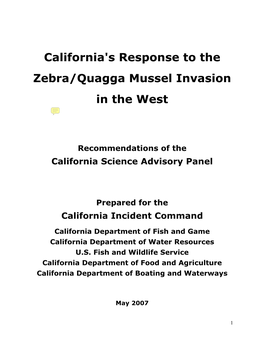 California's Response to the Zebra/Quagga Mussel Invasion In