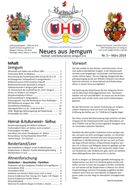 Neues Aus Jemgum Heimat- Und Kulturverein Jemgum E.V