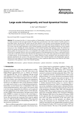 Large Scale Inhomogeneity and Local Dynamical Friction