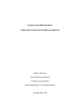 The History of the Million Man March: a Major African American Post-Civil