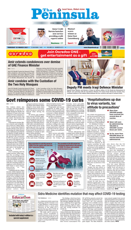 Govt Reimposes Some COVID-19 Curbs ‘Hospitalisations up Due QNA — DOHA Taking Precautionary Measures