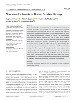 Flow Alteration Impacts on Hudson Bay River Discharge