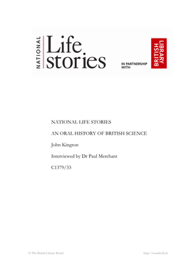 National Life Stories an Oral History of British Science