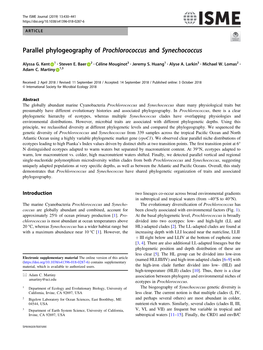 Parallel Phylogeography of Prochlorococcus and Synechococcus