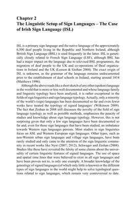 The Case of Irish Sign Language (ISL)