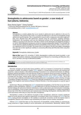 Nomophobia in Adolescents Based on Gender: a Case Study of East Jakarta, Indonesia