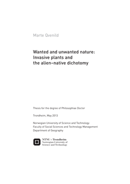 Wanted and Unwanted Nature: Invasive Plants and the Alien–Native Dichotomy