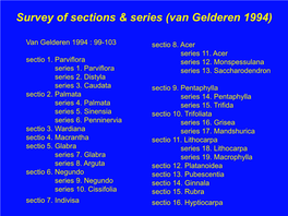 Survey of Sections & Series (Van Gelderen 1994)