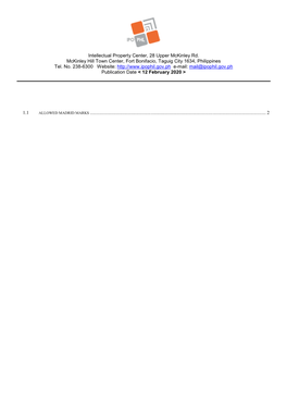 Intellectual Property Center, 28 Upper Mckinley Rd. Mckinley Hill Town Center, Fort Bonifacio, Taguig City 1634, Philippines Tel