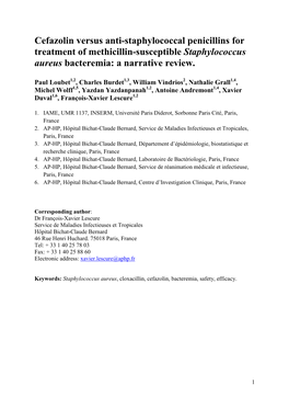 Cefazolin Versus Anti-Staphylococcal Penicillins for Treatment of Methicillin-Susceptible Staphylococcus Aureus Bacteremia: a Narrative Review