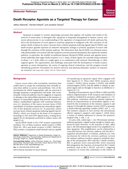 Death Receptor Agonists As a Targeted Therapy for Cancer