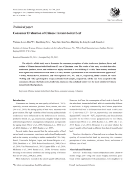 Technical Paper Consumer Evaluation of Chinese Instant-Boiled Beef