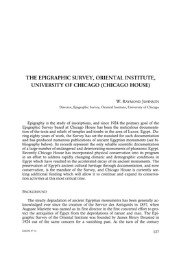 The Epigraphic Survey, Oriental Institute, University of Chicago (Chicago House)