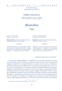 BRANCHES UDK 78.04.07Cage DOI: 10.4312/Mz.51.1.9-25