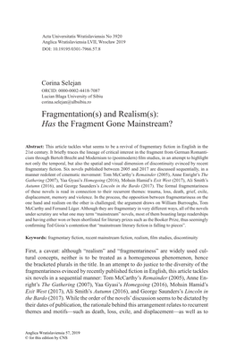 Fragmentation(S) and Realism(S): Has the Fragment Gone Mainstream?