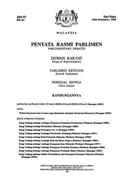 Penyata Rasmi Parlimen Parliamentary Debates