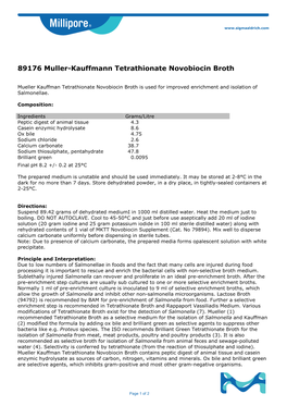 Muller-Kauffmann Tetrathionate Novobiocin Broth